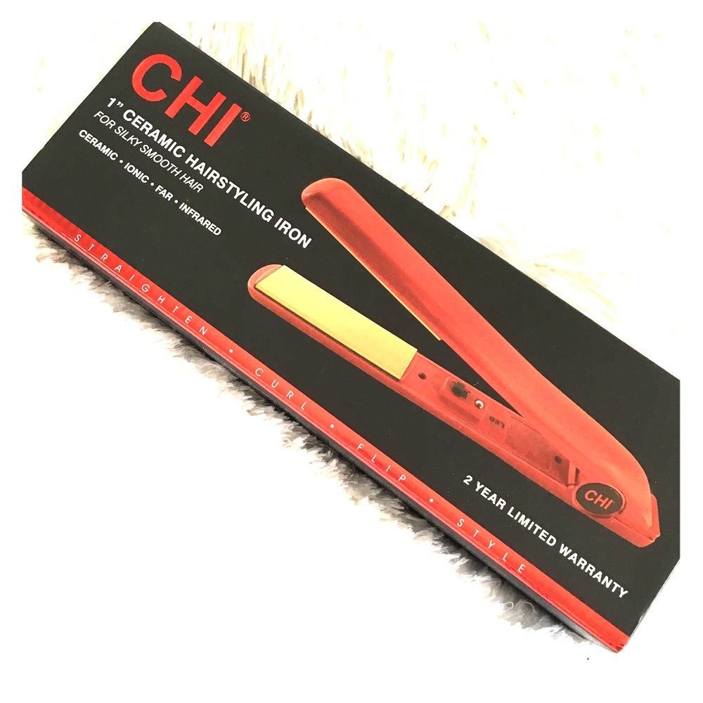 CHI 1” ceramic hairstyling flat iron; Cherry RED